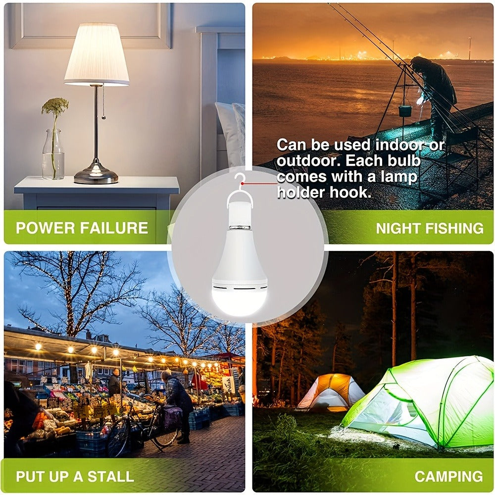 Rechargeable Emergency LED Light Bulb 12W 1100 Lumens 96W Equivalent with 800mAh Battery Backup ¨C 6500K E26 E27 Base Non-Dimmable Auto-On Power Outage Bulb for Home Office Camping, 8-Pack