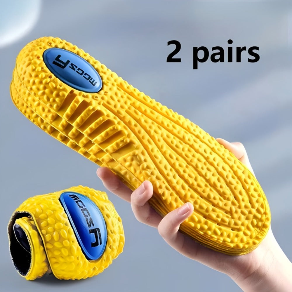 PU Insoles Shock Absorbing 2 Pairs - Full-Length Polyurethane Shoe Inserts with Arch Support, Breathable Moisture-Wicking Odor-Resistant, Knee Protection Heel Pad for Men & Women EU35-46