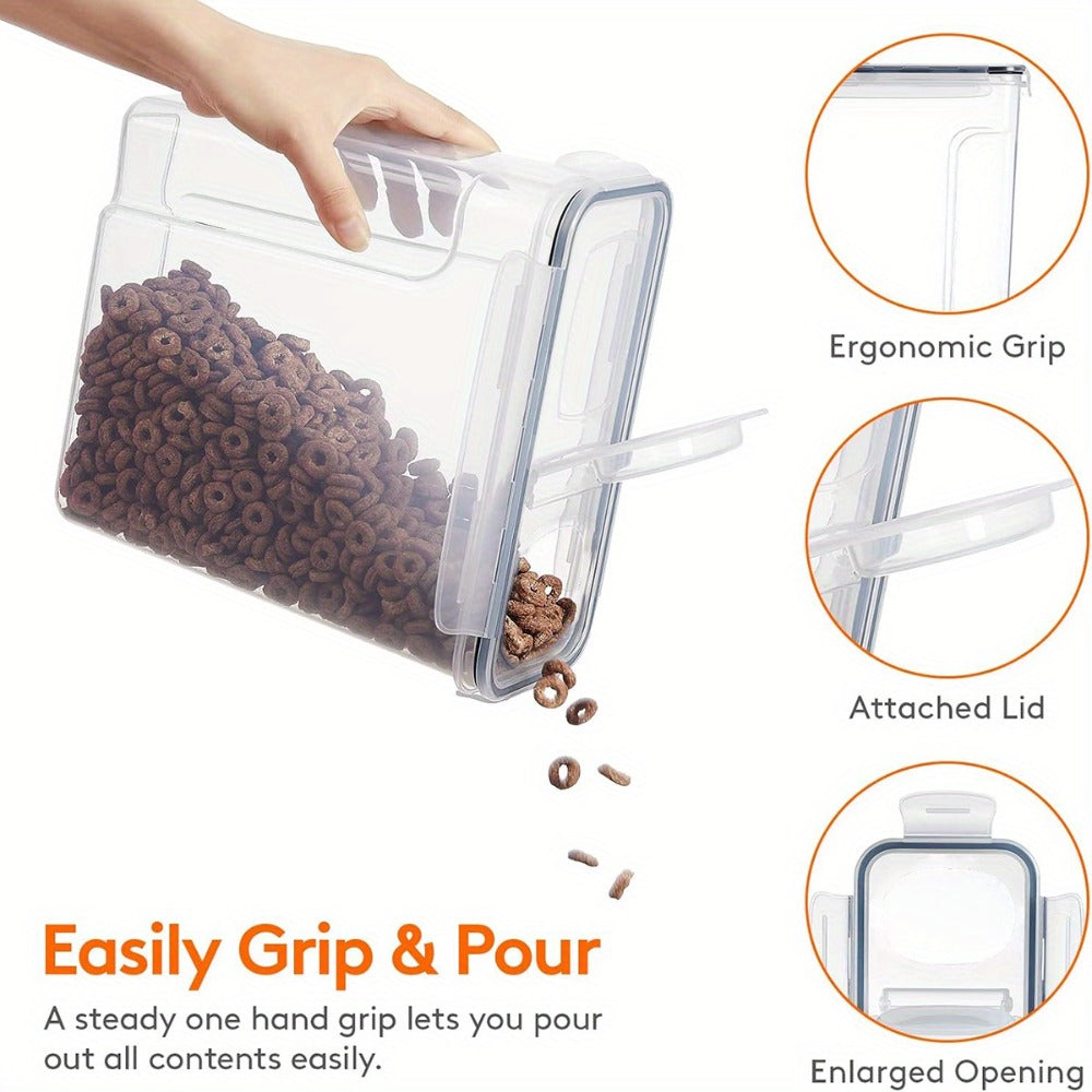 Clear Food Storage Jars with Lids 8 Piece Set - Airtight Moisture Proof Sealed Containers for Cereal Rice Salt Pepper Tea Nuts and Coffee Beans, BPA-Free Plastic Kitchen Pantry Canisters, Available in 84.54oz or 1.06 Gallon, 4 Jars and 4 Lids