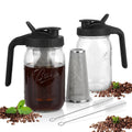 Cold Brew Coffee Pot Set with Stainless Steel Filters & Cleaning Brush - 32oz Glass Mason Jar Cold Brew Maker for Home, Kitchen & Restaurant, Multi-Serve Cold Brew Pitcher Set for Family & Entertaining