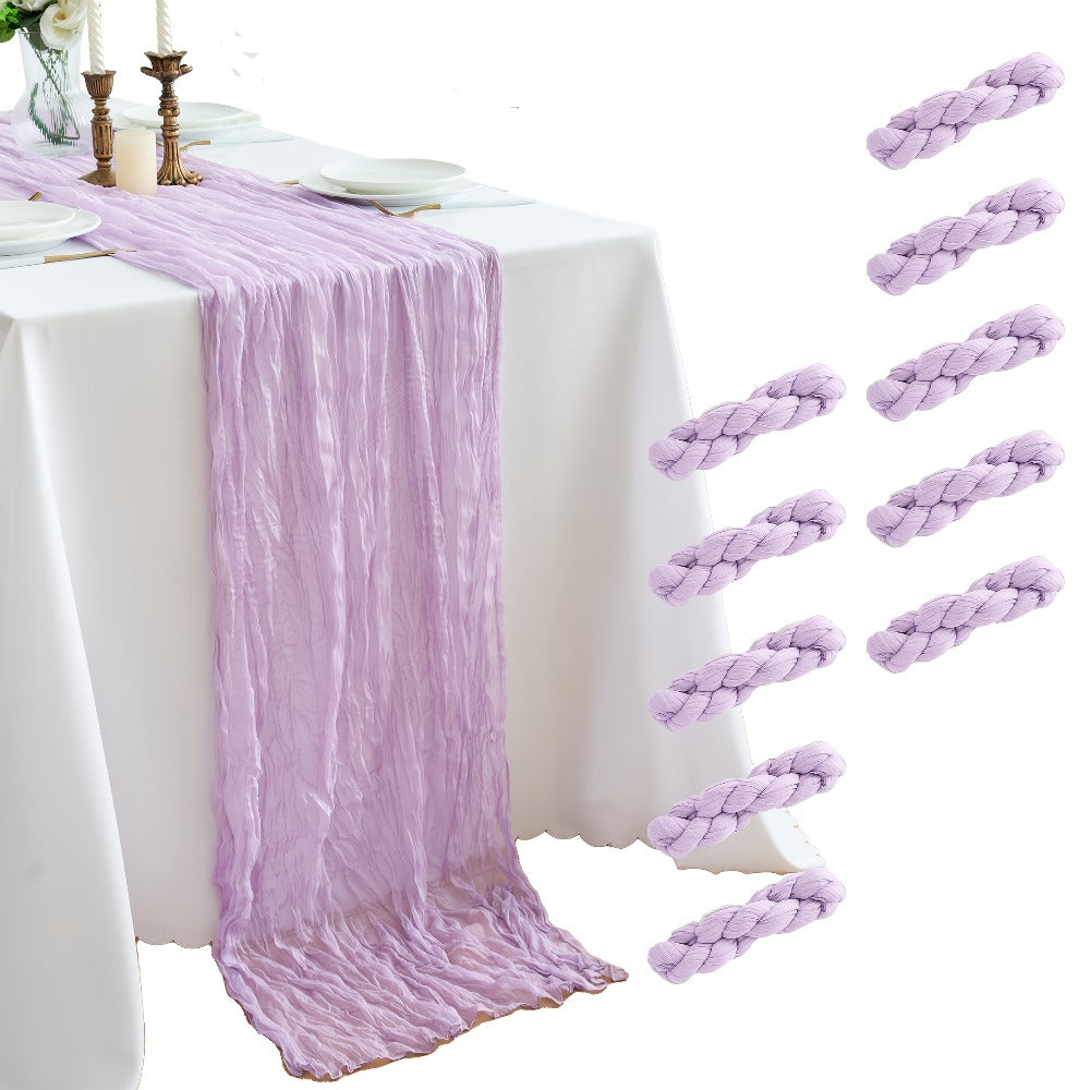Cheesecloth Table Runner 10 Pack, 10ft Boho Wedding Table Runner for Reception, Rustic Bridal Shower, Party & Home Decor ¨C Dusty Pink, Sage, Lavender