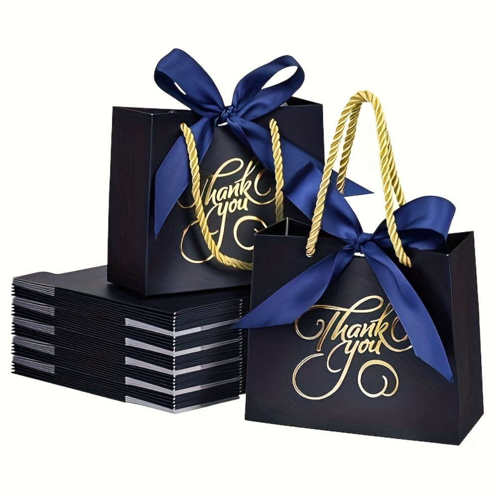 Small Thank You Gift Bags with Handles Bulk 50 Pack 5.5x2.5x4.7 Inch Party Favor Bags for Bridal Shower Birthday Baby Shower Wedding Goodie Bags Treat Bags Gift Wrap Bags