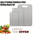 Stainless Steel Cutting Board Set 3 Pack - Non-Stick Dual-Sided Metal Chopping Boards for Kitchen, BPA-Free, Rust-Resistant, Easy Clean, Portable for Meat Vegetables Fruit