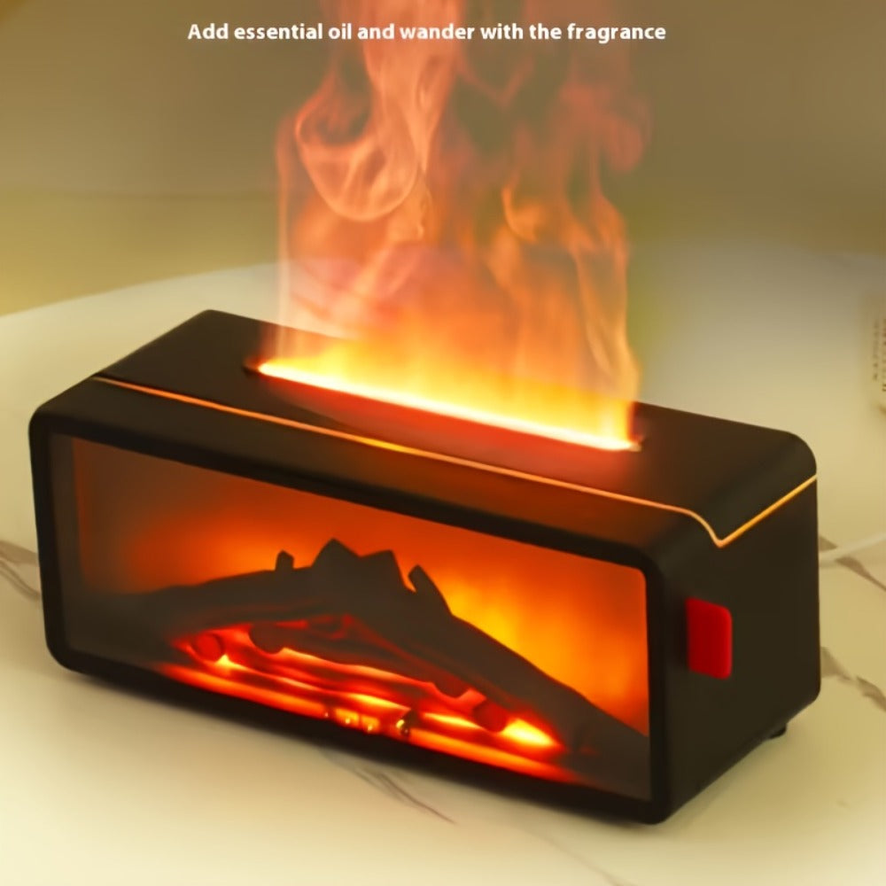 Electric Fireplace Humidifier 3D Flame Effect Aroma Diffuser 2-in-1 Cool Mist Humidifier with Flickering Flame Night Light Silent for Living Room Bedroom Office Christmas Valentine Gift