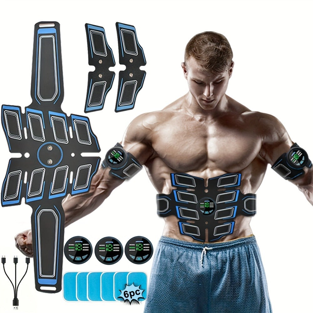 EMS Abs Stimulator Waist Belt Portable Abdominal Muscle Toner Electric Trainer Adjustable Modes Intensity for Abdomen Arms Legs Home Gym Fitness Equipment Gift