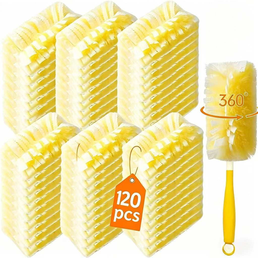 Duster Refills 360 Degree Electrostatic Microfiber Disposable Dusting Refills with Handle Compatible with Swiffer Duster for Furniture Clothing Glassware Electronics Multi-Surface 28 60 120 Count