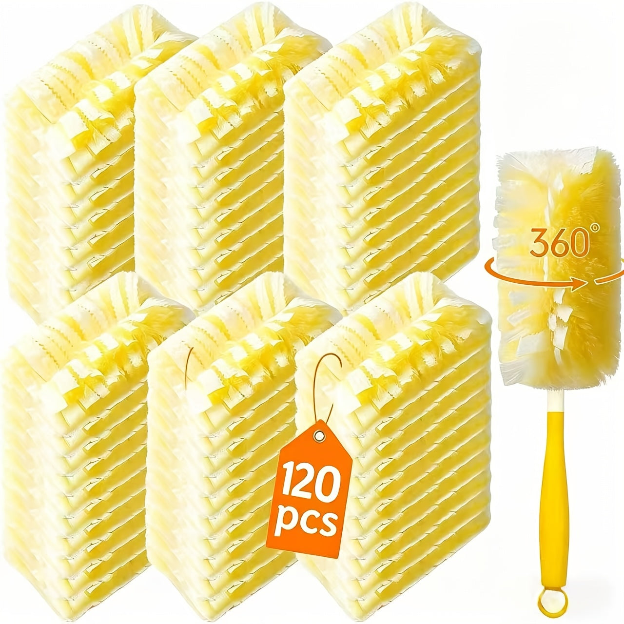 Duster Refills 360 Degree Electrostatic Microfiber Disposable Dusting Refills with Handle Compatible with Swiffer Duster for Furniture Clothing Glassware Electronics Multi-Surface 28 60 120 Count