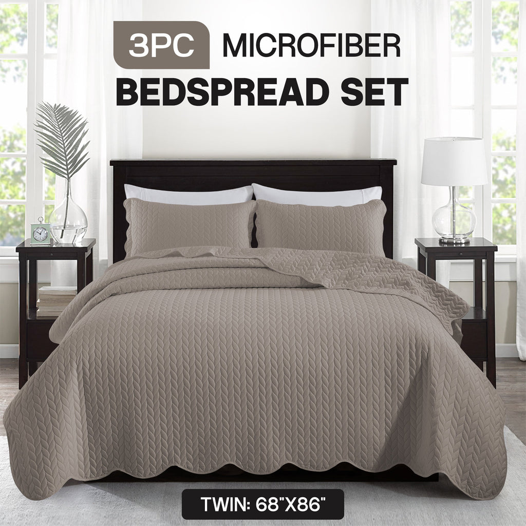 Bedspread Set 3-Piece Microfiber Floral Coverlet with Pillow Shams - Soft Breathable Lightweight All-Season Bed Cover for Queen King Twin California King