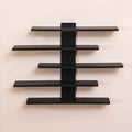 5-Tier Wall Mounted Floating Display Shelf Adjustable Fiberboard | Modern Decorative Storage Rack for Action Figures Building Blocks Collectibles Dolls Statues Home Office Shelving Unit Black White