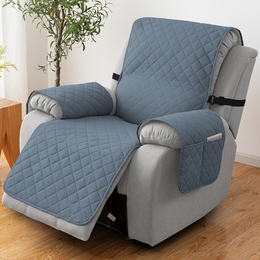 Chenille Knit Recliner Chair Cover Non-Slip Elastic Straps Drawstring Closure Pet Furniture Protector for Large Recliner 8 Colors