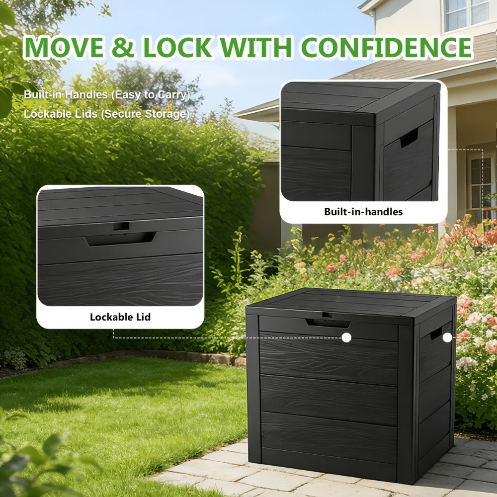 Waterproof Deck Box Outdoor Storage Cabinet 35/75 Gallon ¨C Enhanced Version with Handles & Wheels | Large Patio Storage Box for Pool Accessories, Garden Tools & Outdoor Gear | Easy Assembly Lockable