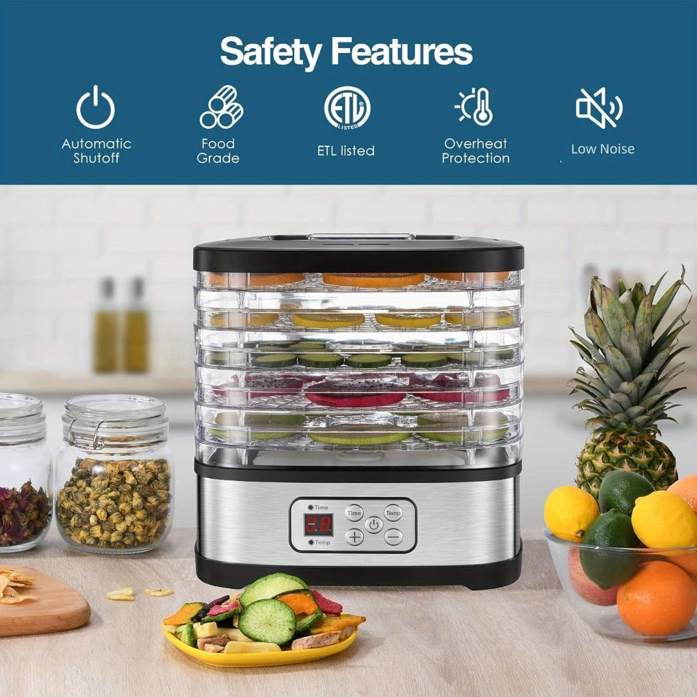 Food Dehydrator Machine 5 Tray BPA Free 240W LED Digital Touchscreen Adjustable Temperature 95-158F 72H Timer for Jerky Fruit Herbs Dog Treats Snacks Electric Food Dryer with Recipe Book