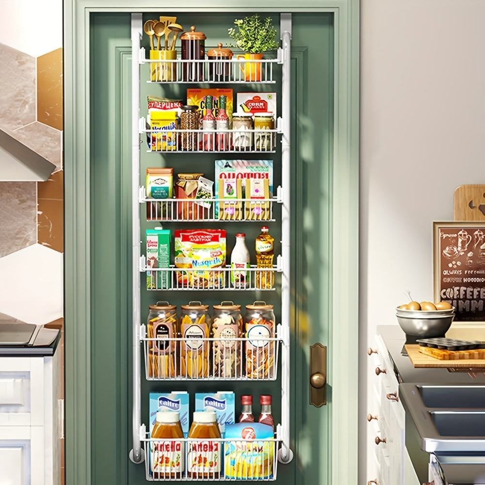 Over-the-Door Metal Organizer Rack 6 & 8 Tier ¨C Pantry Storage, Spice Rack, Kitchen Cabinet Organizer, Holds Up to 80 Lbs