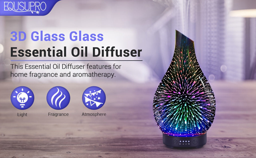 Essential Oil Diffuser Glass Ultrasonic Cool Mist Aromatherapy Diffuser ¨C 4.06 oz Quiet Waterless Auto Shut-Off, 4 Timer Settings, 7 Color Night Light, Home Office Bedroom Use (Silver)