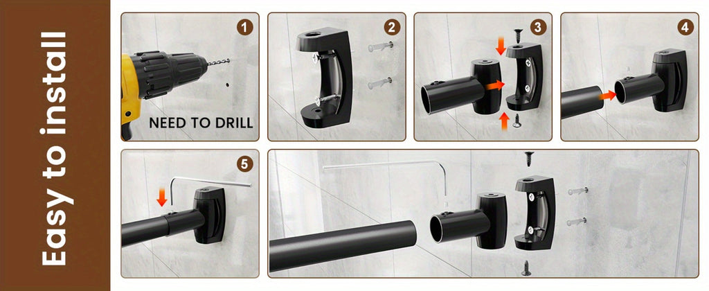 Curved Shower Curtain Rod Adjustable 43-72 Inch - Rustproof Aluminum Tension Mount No Drilling Extra Space Shower Rod for Bathtub Stall | Black Bronze Chrome Brushed Nickel | Bathroom Hardware Upgrade