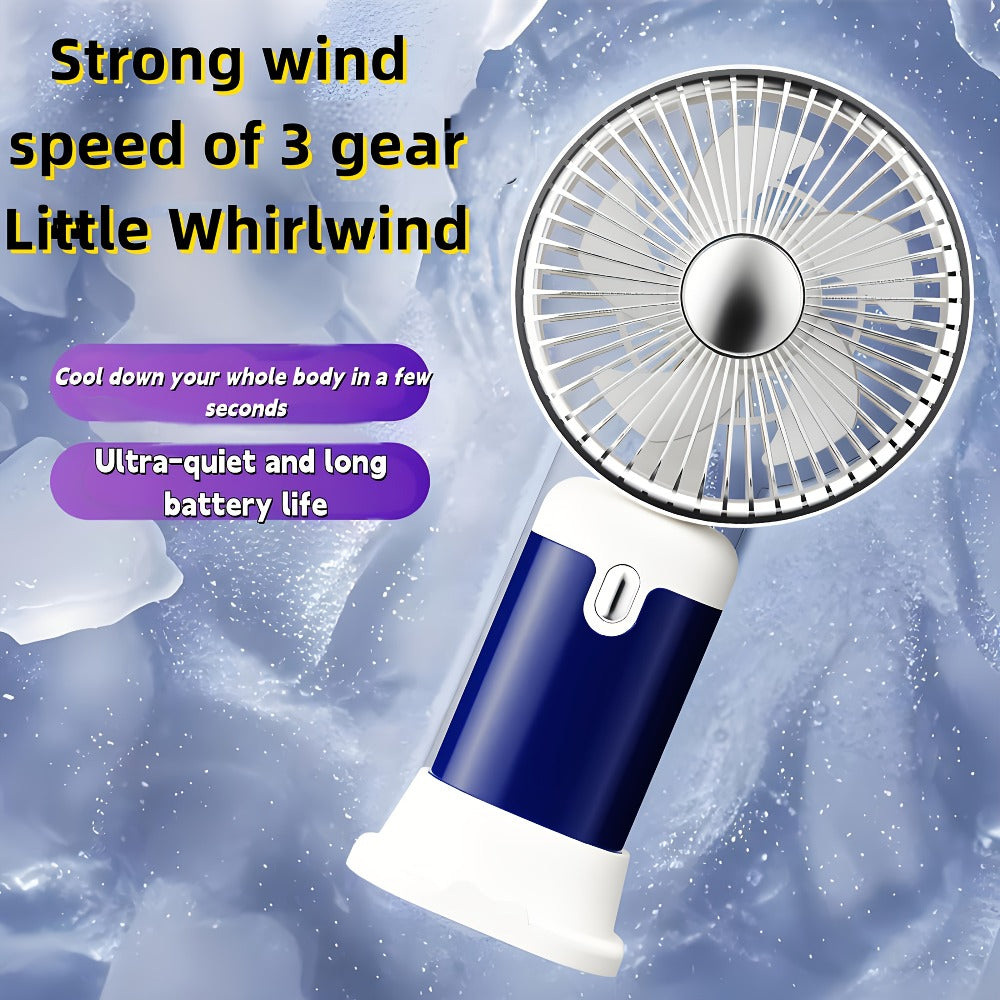 Handheld & Standing Fan Rechargeable USB | 3-Speed Portable Mini Fan, Foldable Dual-Mode Design for Travel, Office & Outdoor Use ¨C Perfect Summer Gift for Women & Girls, White & Blue, 1pc & 2pcs