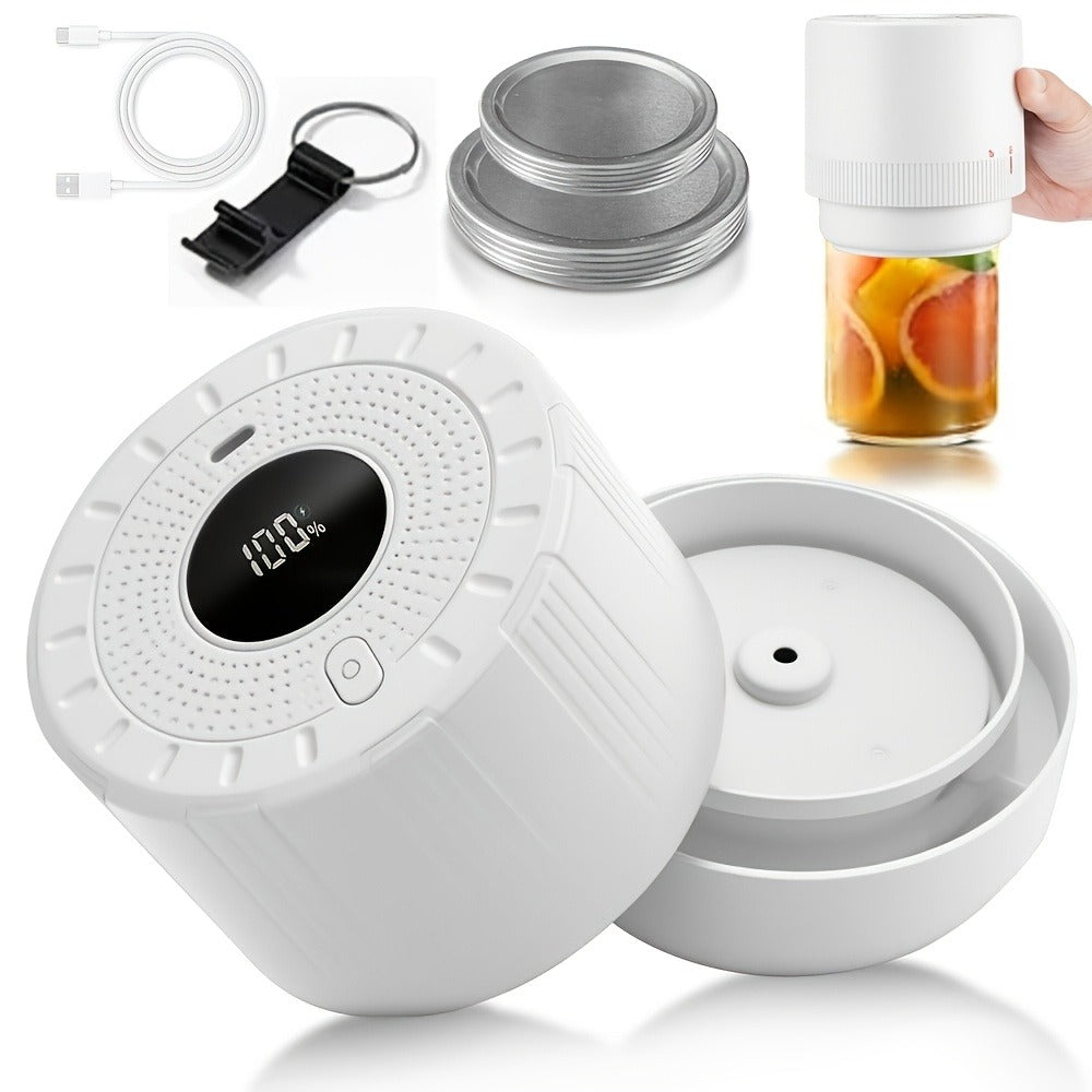 Electric Mason Jar Sealer One-Touch Vacuum Seal - 2025 New Model Automatic Jar Sealer Kit with Wide Mouth & Regular Mouth Lids, Food Storage Vacuum Sealer for Mason Jars, Canning Jar Lid Sealer, Black & White