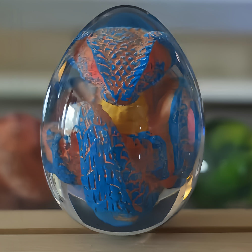 Dragon Egg Statue Crystal Transparent Resin Dinosaur Egg Figurine Handcrafted Collectible for Fantasy Lovers Home Decor Shelf Display Birthday Gift