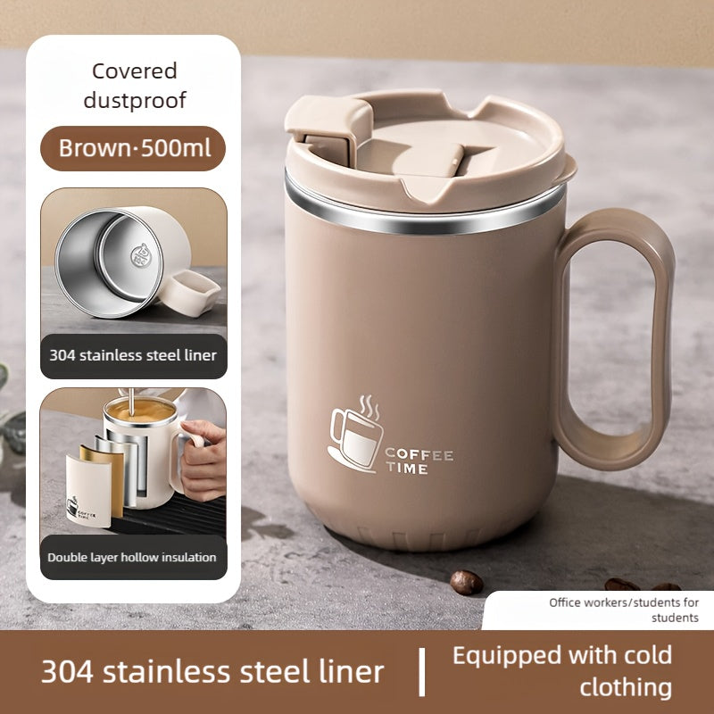 Stainless Steel Travel Mug Valentine's Letter Print Double Wall Insulated Coffee Cup Leak-Proof Lid 500ml Office Home Travel