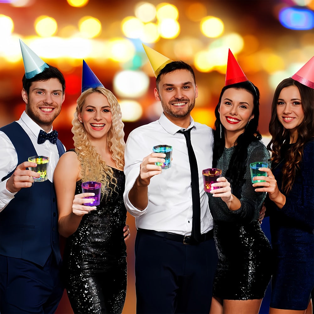 LED Light-Up Party Wine Glasses Set ¨C 12 or 15pcs Glowing Plastic Cups with Colorful LED Lights for Birthday, Bar, Wedding, Holiday & Sports Events