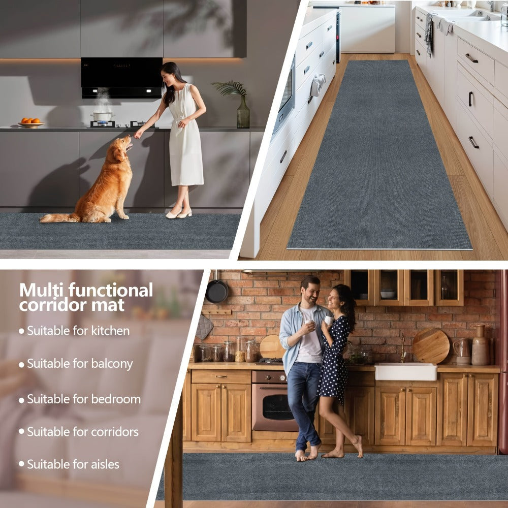 Striped Runner Rug Non-Slip Machine Washable ¨C 100% Polyester PVC Backing Indoor Outdoor Hallway Mat, Soundproof 0.2¡± Thick Carpet for Kitchen, Patio & Entryway ¨C 5 Colors, 4 Sizes
