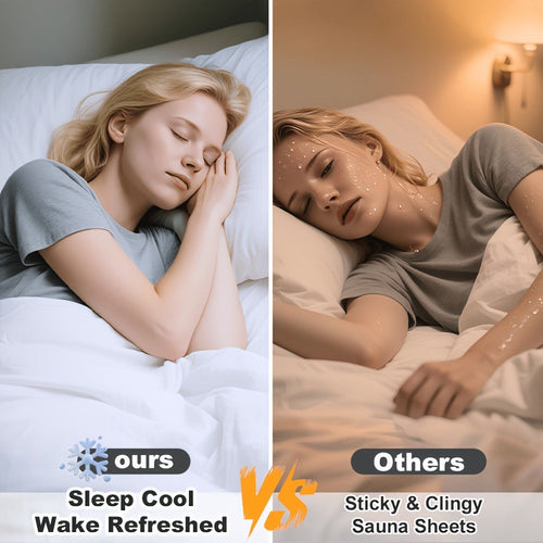 Bamboo Cooling Sheet Set 4pcs ¨C Deep Pocket Fitted Sheet Flat Sheet Pillowcases for Hot Sleepers Twin Full Queen King