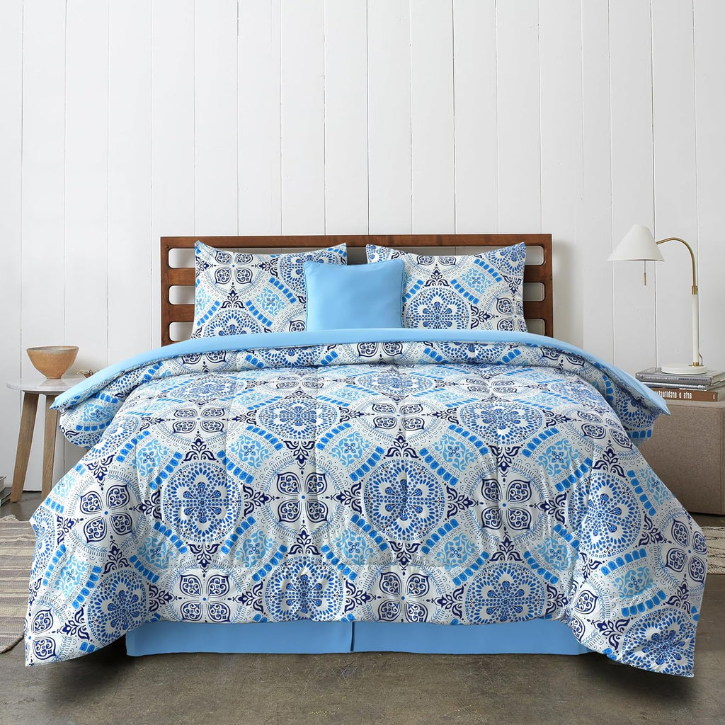 5-Piece Comforter Set ¨C Down Alternative Reversible Quilted Bedding with Bed Skirt & Pillow Shams, Twin Queen King, All Seasons ¨C 13 Colors