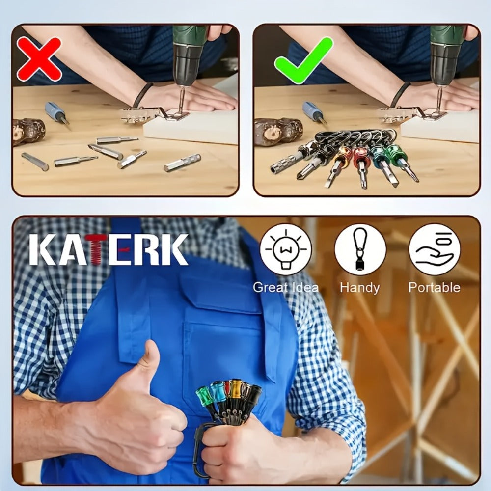 Magnetic Drill Bit Keychain Set Funny Novelty Trick Tool Gift for Men Dad Husband Him - Unlimited Retractable Magnetic Snap Gag Gift White Elephant Christmas Stocking Stuffer Cool EDC Gadget