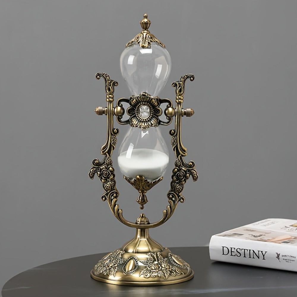 Sand Timer Hourglass Vintage Brass Metal Sand Clock 360¡ã Rotating Decorative Hourglass Timer for Home Office Desk Decor Unique Gift for Christmas Birthday