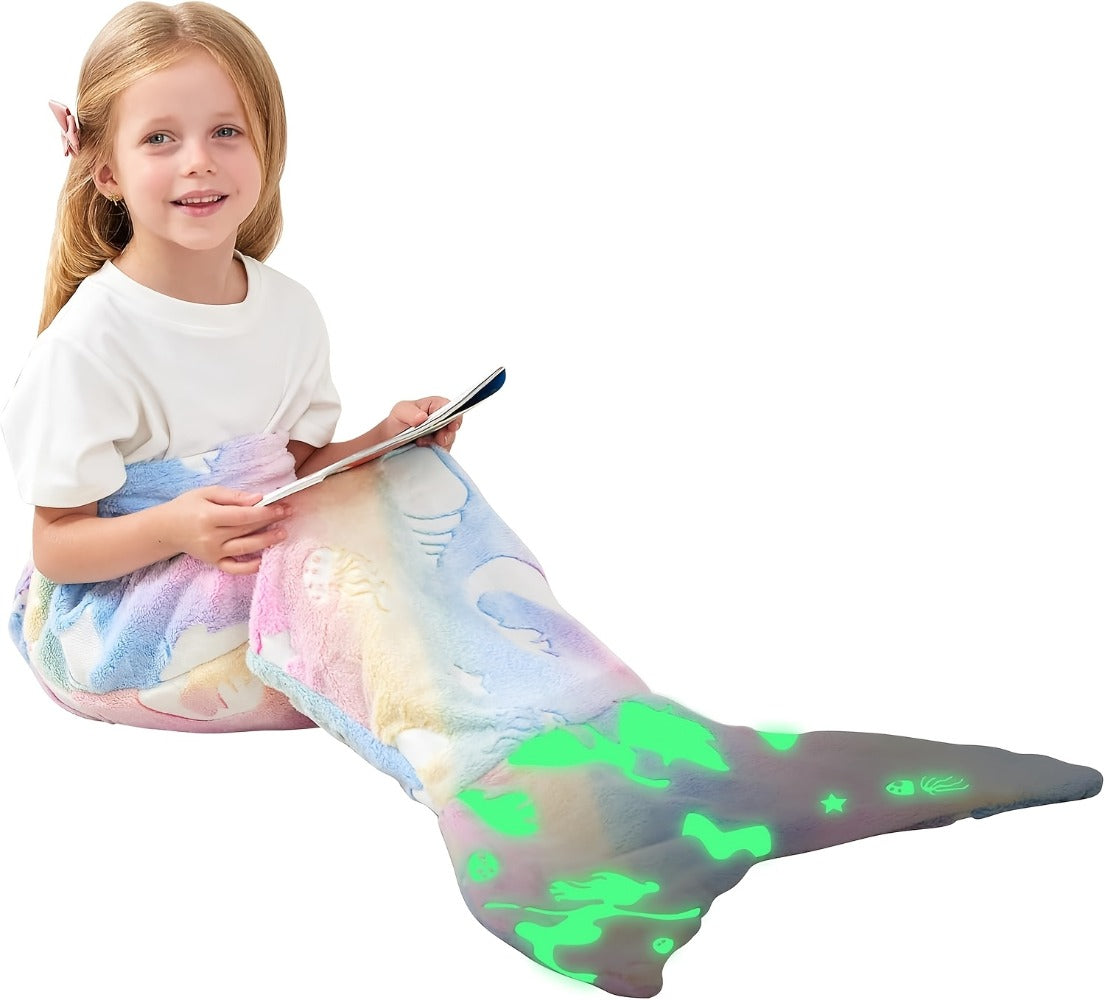 Mermaid Tail Sleeping Bag Blanket for Kids & Adults - Soft Flannel 200GSM Anti-Kick Cozy Bed Cover, Fun Novelty Bedding for Girls Boys Sleepovers Camping, 5 Colors: Green Red Blue Purple Yellow