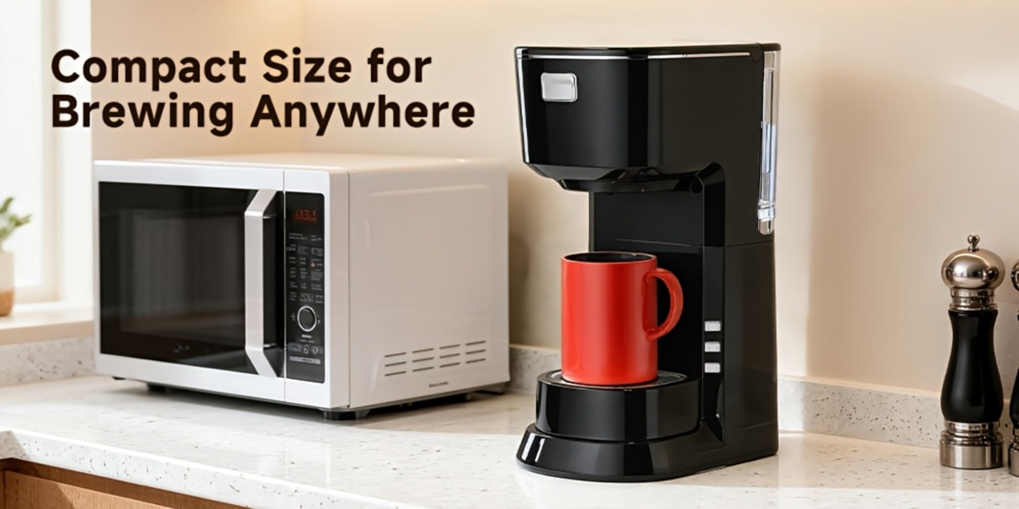 Coffee Maker One-Button Compact Specialty Coffee Machine ¨C Fast Home Brewing, Space-Saving Countertop Design, Barista-Style Results, Available in Black & White