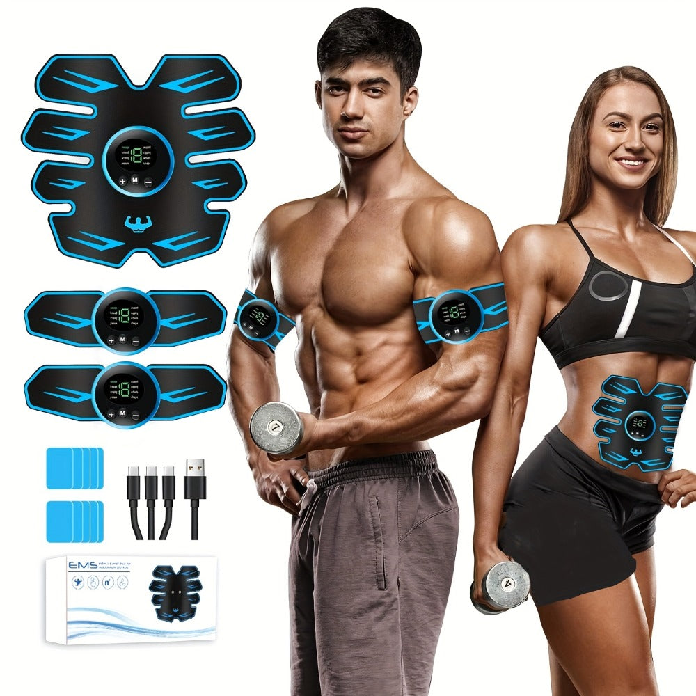 EMS Muscle Stimulator Abdominal Trainer Electric ABS Toning Belt for Core Strengthening Fat Burning Body Sculpting Home Gym Fitness Equipment for Men and Women