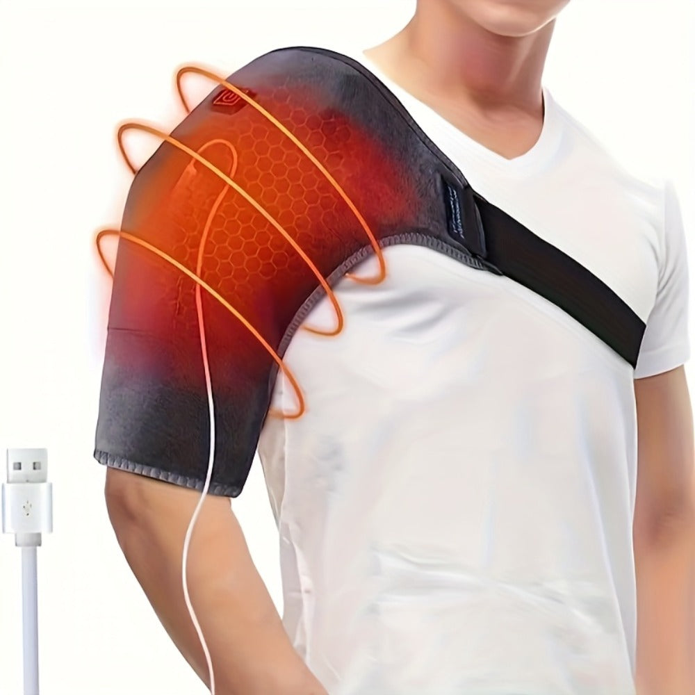USB Heated Shoulder Pad with 3-Speed Temperature Control ¨C Electric Heating Wrap for Shoulder & Neck Pain Relief, Keep Warm Massage Tool, Gift for Men & Women