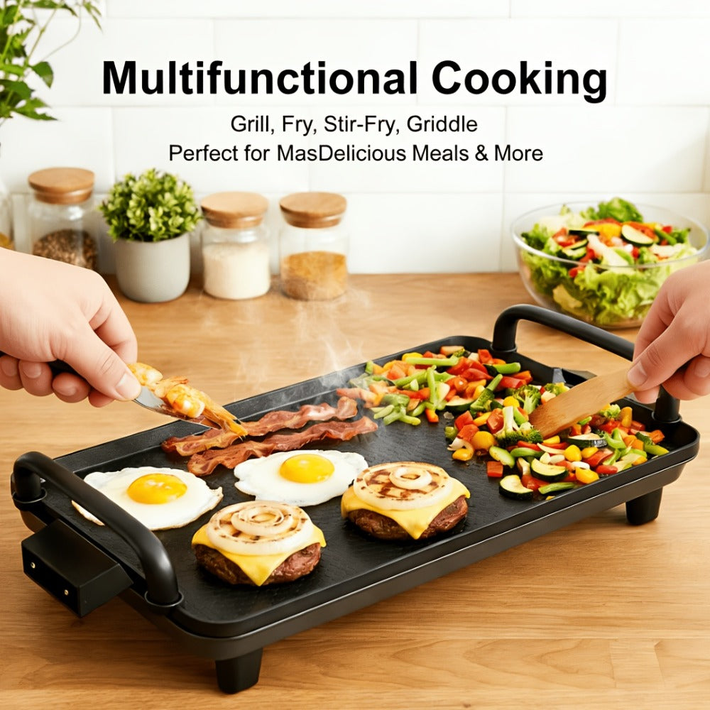 Electric Griddle with Non-Stick Coating - Large Submersible Cooking Surface, Make 15 Eggs at Once, Hassle-Free Cleanup, 2 Sizes Available - Perfect for Breakfast, Pancakes & Family Cooking
