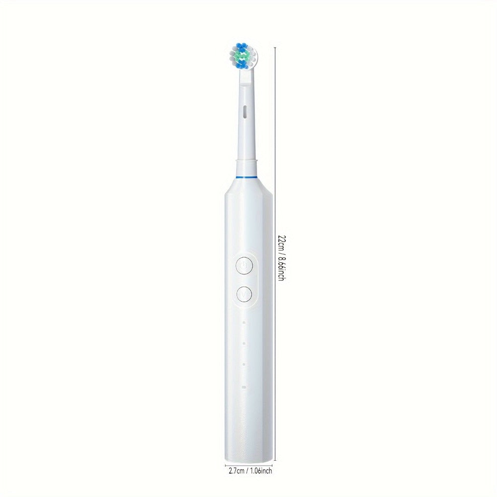 Electric Toothbrush Rechargeable 4 Brush Heads 3 Cleaning Modes Smart Timer IPX7 Waterproof USB Quick Charge 600mAh Round Head Adult Electric Toothbrush Blue