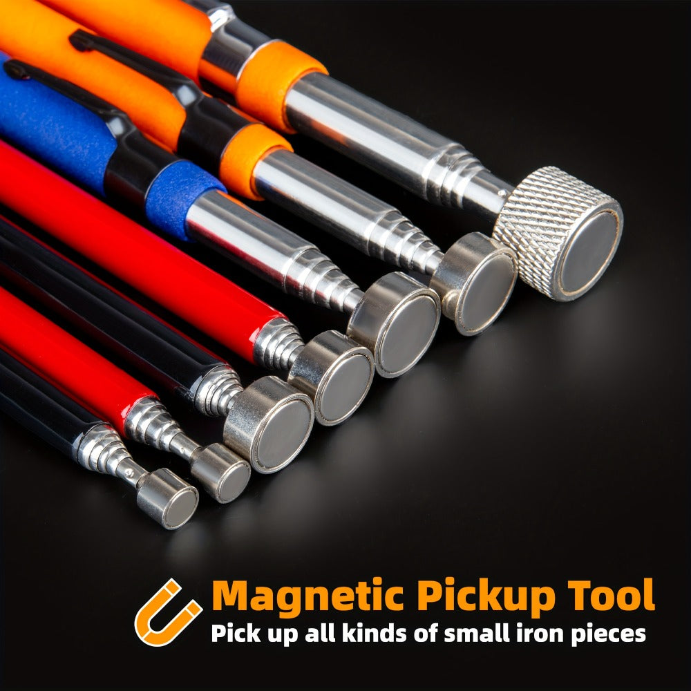 Magnetic Pickup Tool Set Telescopic Extendable - Multi-Strength Magnet Retrieval Tool for Small Metal Parts with Inspection Mirror Tray | 2 5 8 10 15 20 LB | Mechanic Garage Workshop Everyday Use