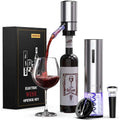 Electric Wine Opener Gift Set Rechargeable, 5-Piece Wine Accessory Kit with Aerator, Vacuum Stoppers, Foil Cutter & Bottle Opener, Stainless Steel, Perfect for Home Bar, Dinner Parties & Gifting