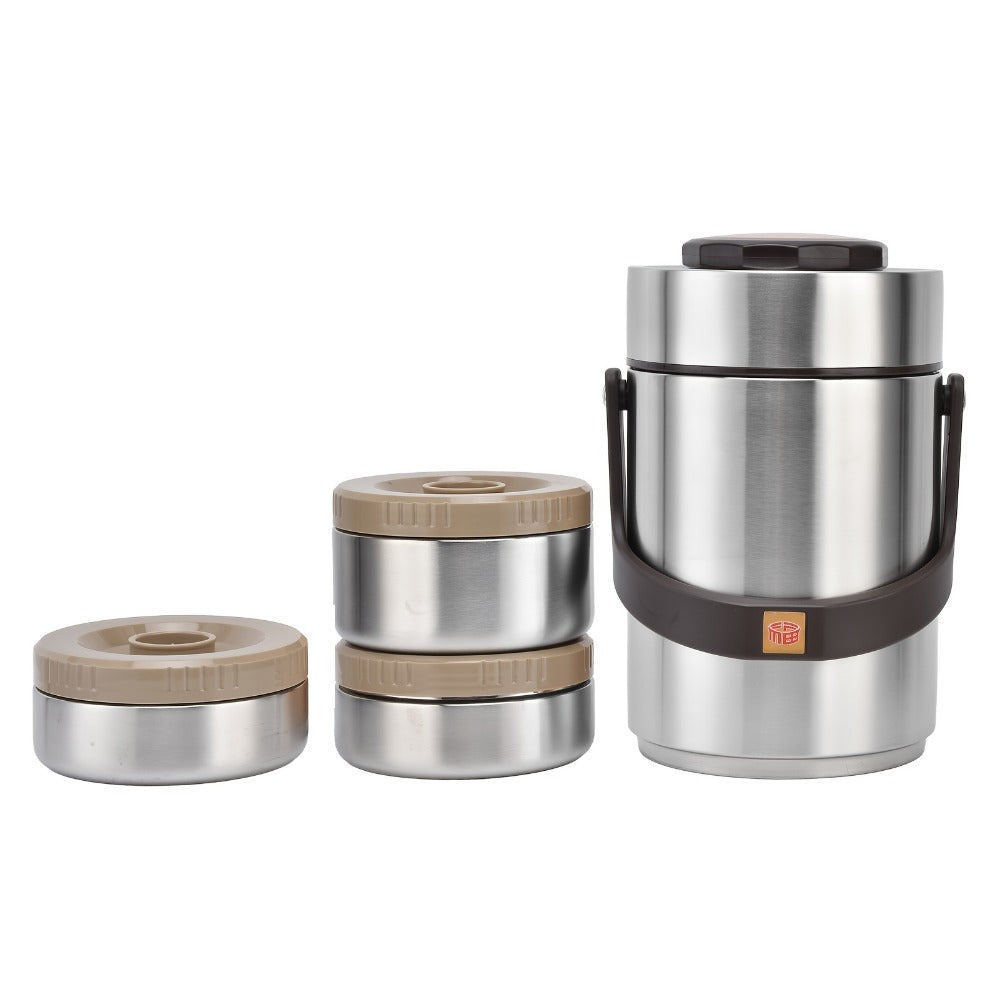 Insulated Lunch Box 3-Layer 304 Stainless Steel Vacuum | 67.63oz Triple Compartment Leakproof Food Container | Keep Warm 6 Hours for Office Travel Picnic Outdoor Meals