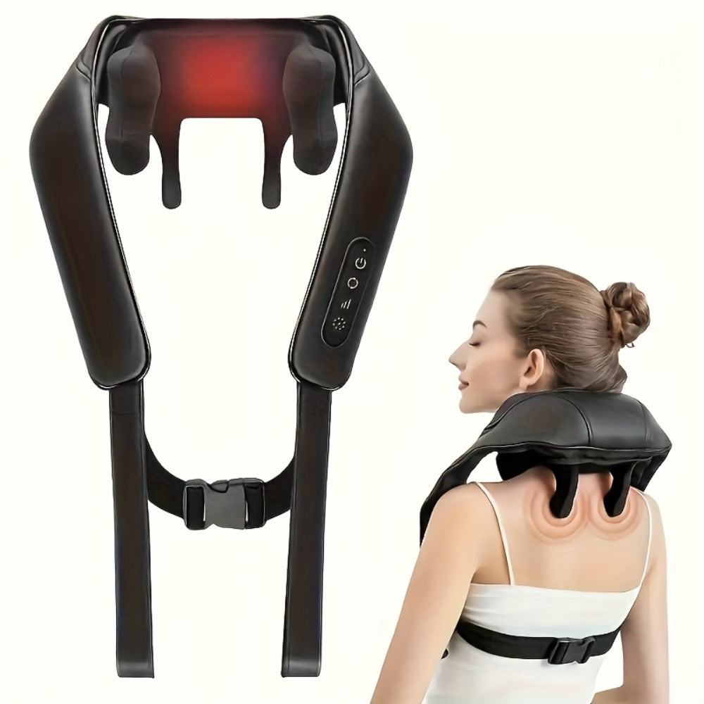 Neck Shoulder Massage Pillow 8D Deep Kneading Wireless Electric Back Massager Simulates Human Hands for Neck Shoulder Back Pain Relief Gift for Women Men