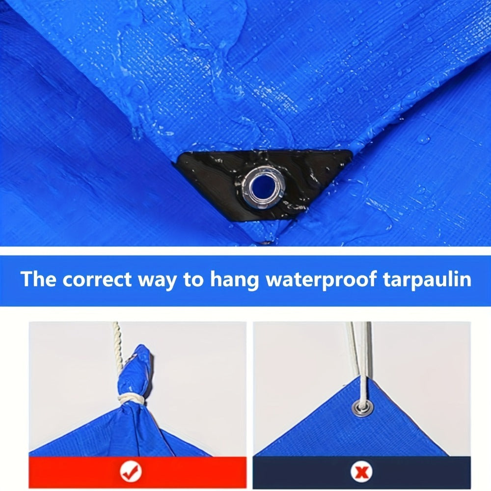 Heavy Duty Tarp Waterproof UV Resistant Tarpaulin ¨C Thickened PE Double-Sided Blue Orange Rainproof Sun Shade Cover with Grommets & Rope for Outdoor Camping Garden Vehicle Boat Protection