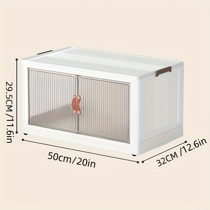 Stackable Storage Bins with Wheels & Drawers | Open Front Foldable Storage Organizer Bins for Home Bedroom Clothes Books Toys Holiday Christmas Gift Storage