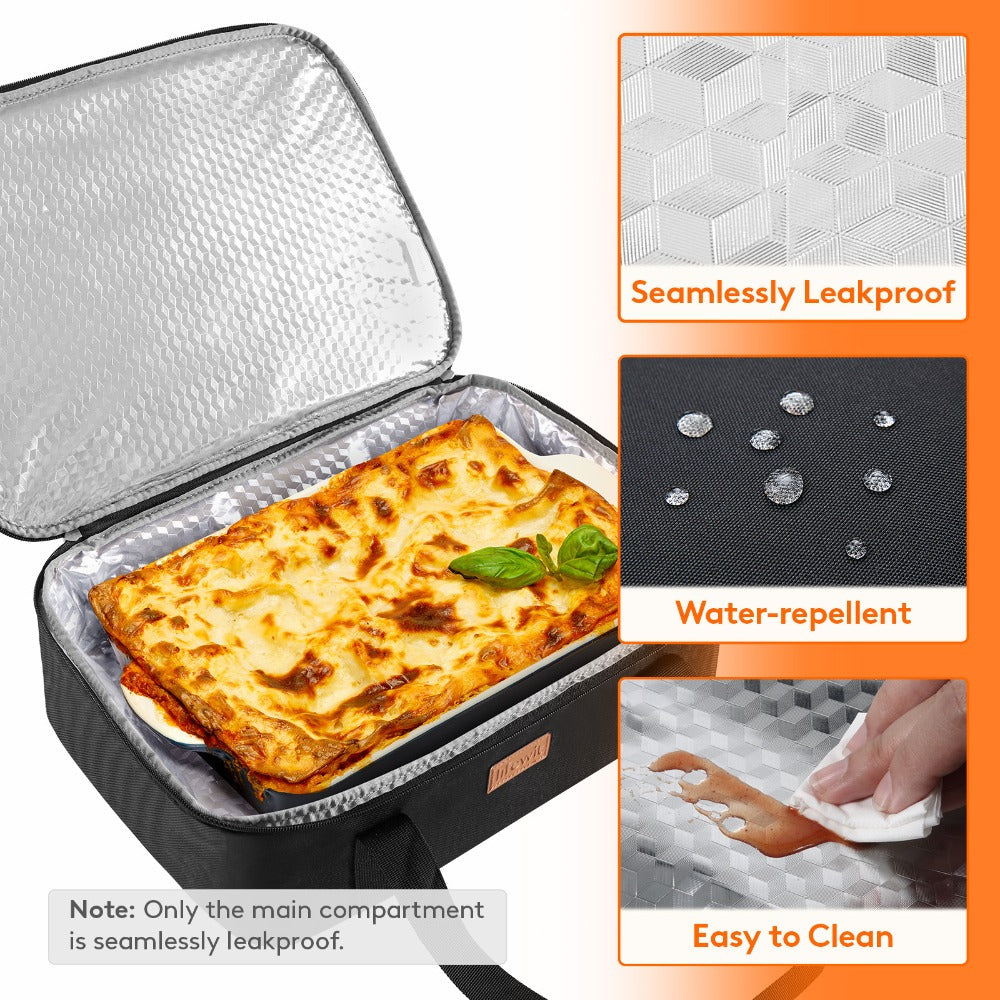 Insulated Casserole Carrier for Hot or Cold Food - Casserole Dish Carrying Case with Leak Proof Aluminum Foil Lining Fits 9x13 Baking Dish, Portable Food Warmer Bag for Potluck Picnic Cookout and Party, Single or Double Decker in 5 Colors