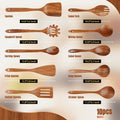 Wooden Kitchen Utensil Set 10 Piece - Nonstick Safe Cooking Spoons, Ergonomic Handle, Heat Resistant Wood Kitchen Tools, Natural Bamboo Utensils for Pots and Pans