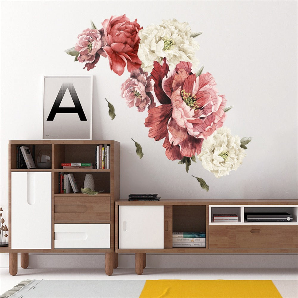 Peony Flower Window Glass Sticker ¨C Anti-Collision Waterproof Decorative Glass Film, European Floral Wall & Window Decal for Home Decor, 17.7 x 47.2 Inches (2 Styles)