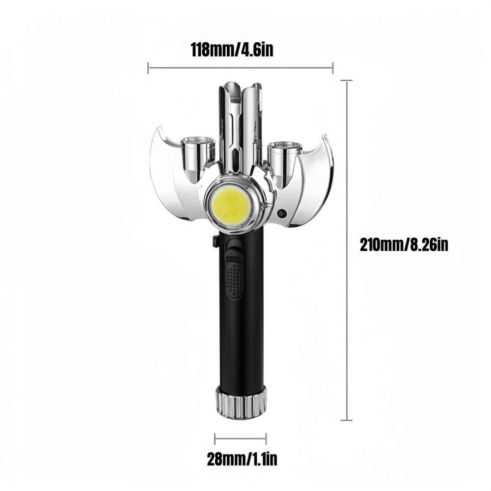 Torch Lighter Metal Jet Flame, Large Windproof Butane Torch with COB Light, High-Power Refillable Flamethrower for Barbecue, Baking, Camping, Moxibustion & Outdoor Use ¨C Black & Silver (Butane Not Included)
