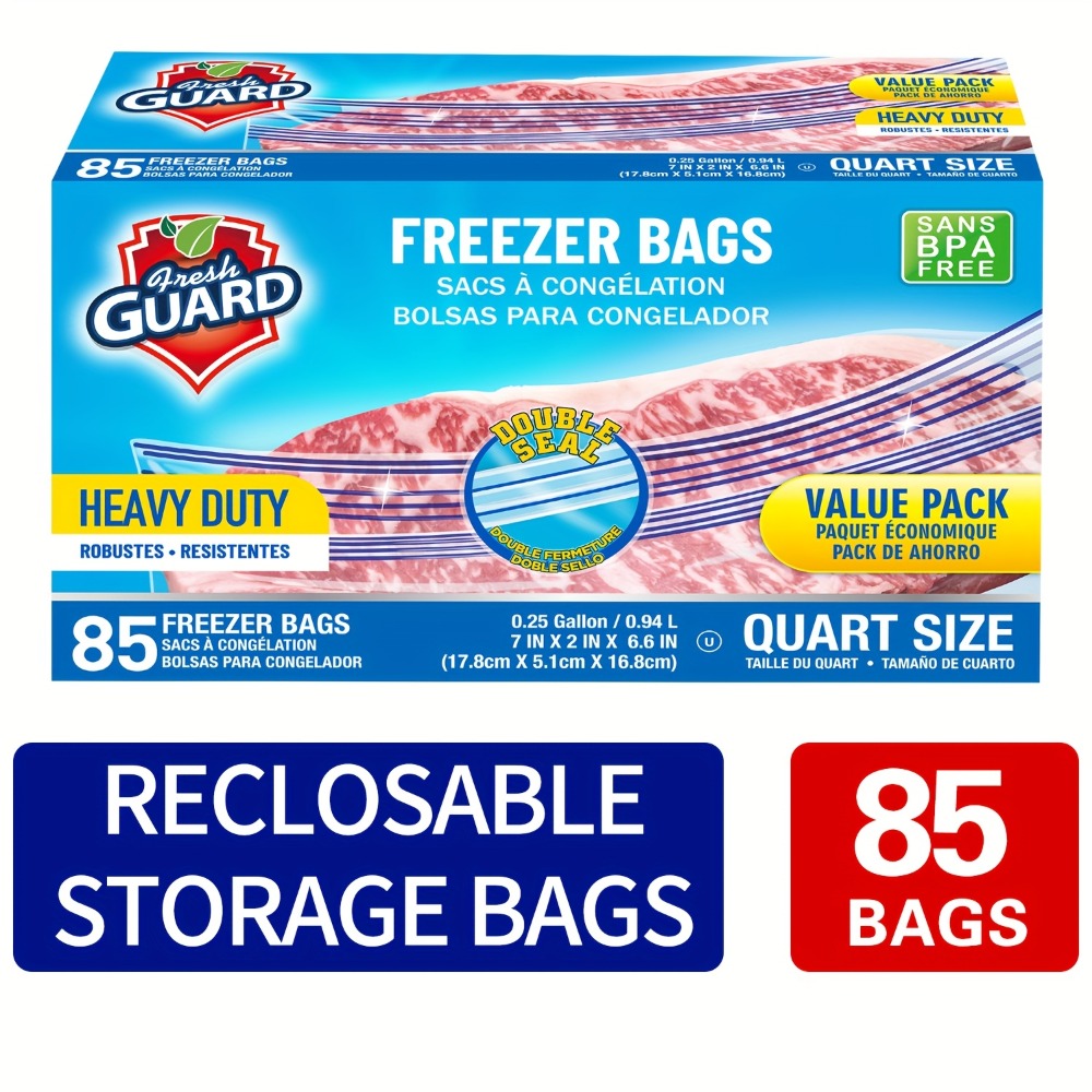 Food Storage Bags 85 Pack 0.25 Gallon | Resealable Freshness Bags Heavy Duty Secure Seal for Fruits, Vegetables, Grains & Meats, Kitchen Food Organization Bags, Flexible Freezer & Pantry Storage Solution