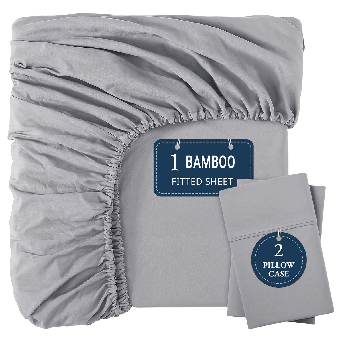 Bamboo Fitted Sheet Set 3-Piece ¨C Cooling Breathable Soft Deep Pocket Bed Sheets, Twin Full Queen King, 12 Colors ¨C Fits Mattress Up to 15¡±