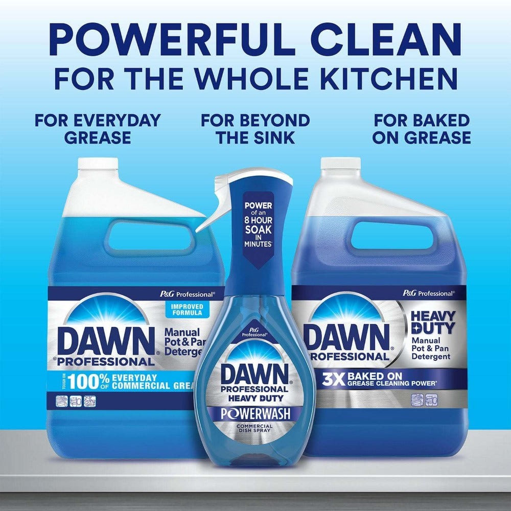 Dawn Professional Dish Soap 1 Gallon 134 fl oz - Heavy Duty Commercial Strength Liquid Dish Detergent, Grease Cutting Formula for Pots, Pans, Dishes & Kitchen Surfaces, Restaurant & Home Use