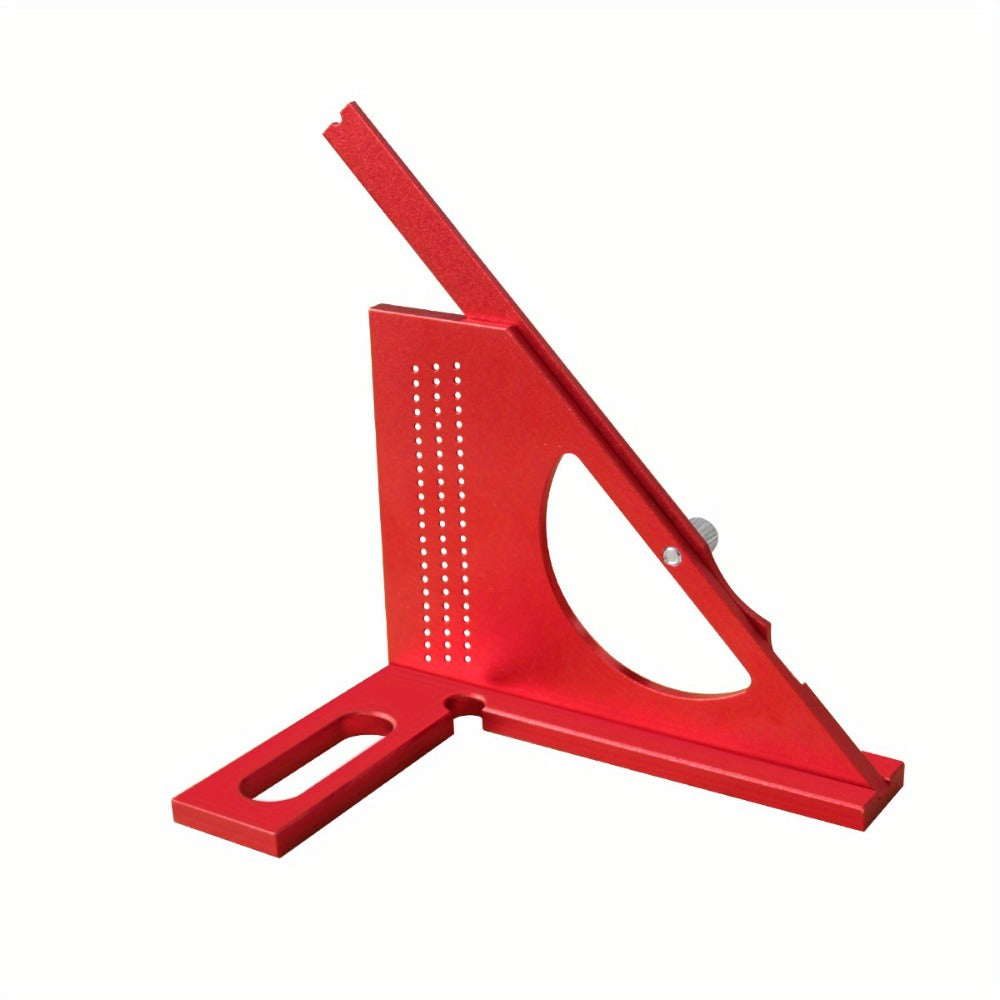 Adjustable 3D Carpentry Square Set 180¡ã Rotating Aluminum Alloy Triangle Ruler T-Square with Scribing Holes Red Black Markings Woodworking Measurement Tool