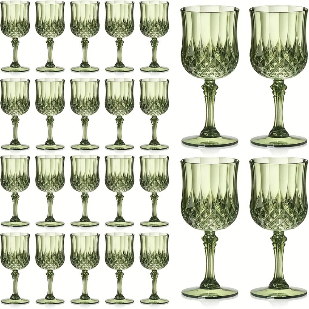 Plastic Wine Glasses 24 Pack 7oz ¨C Unbreakable Crystal Vintage Champagne Flute Glasses Reusable Drinkware for Wedding Party Outdoor Events Kitchen